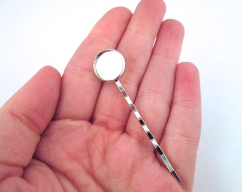 12mm Bezel Bobby Pins, Silver Color, C109