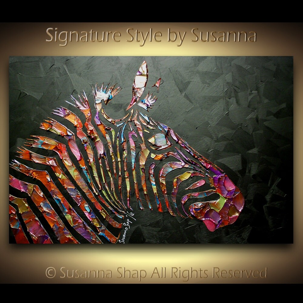 ORIGINAL zebra painting abstract art textured by ModernHouseArt