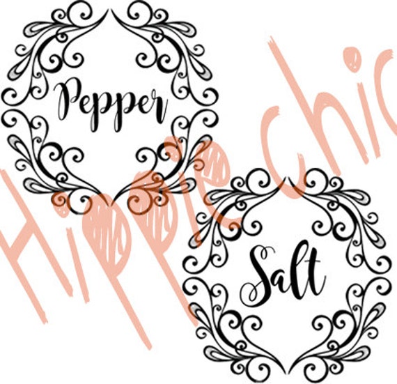  salt and pepper decal set fancy scrollwork decal framed salt and pepper decal sticker set