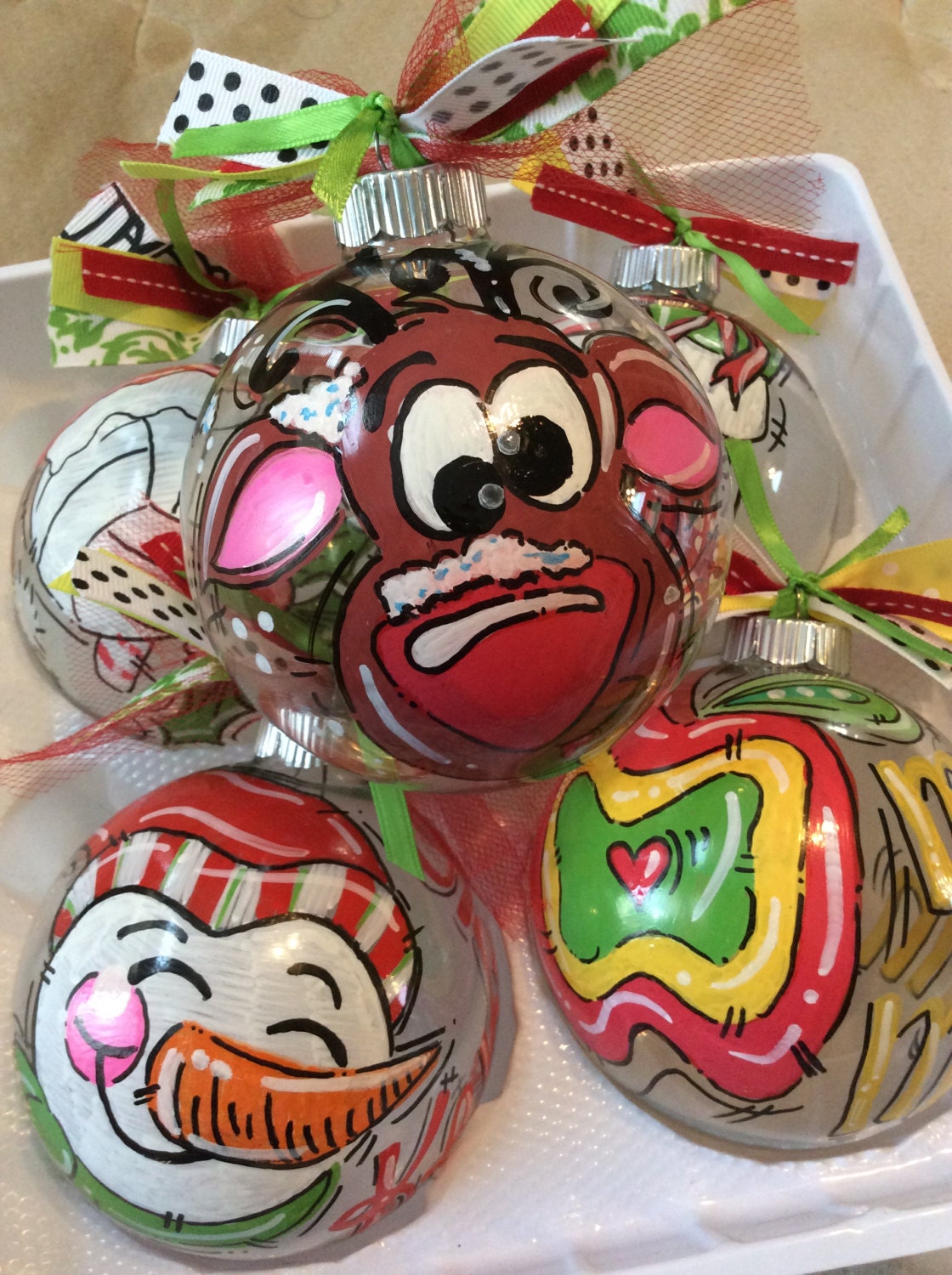 Adorable hand painted and personalized Volleyball ornament