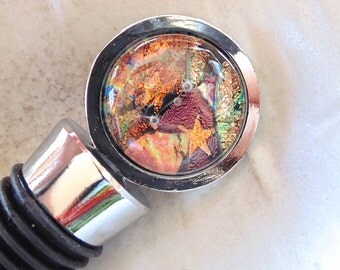 Dichroic Wine Bottle Stopper, Wine Stopper, Fused Glass, One of a Kind