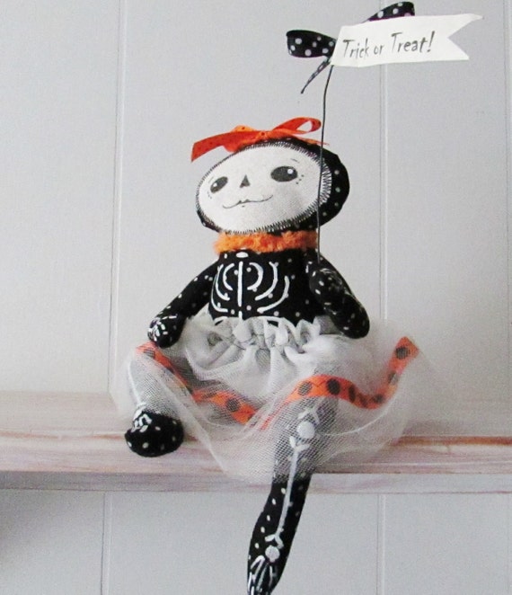 Halloween Handmade OOAK Art Collectible Doll - Rita Bone - One of the 'Bone Sisters' - Halloween Decoration - One of a Kind Halloween Decor