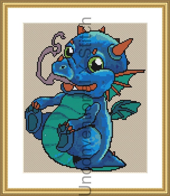 Baby Dragon Starter Kit dragon cross stitch by UnconventionalX