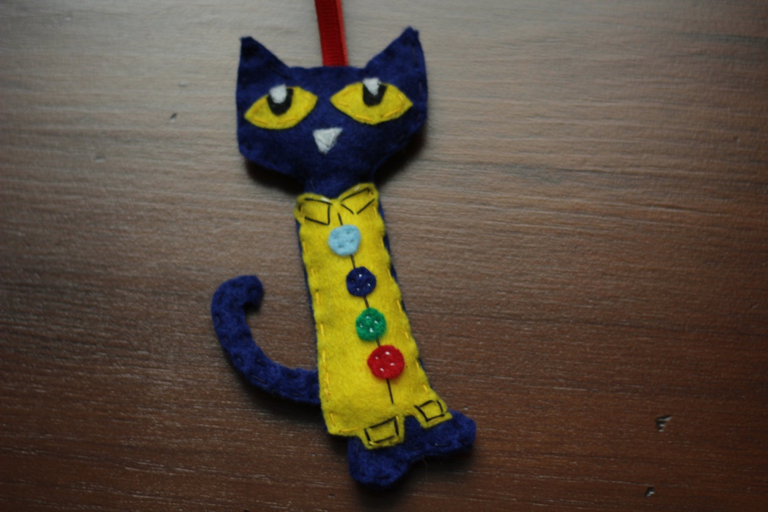 Pete the Cat Felt Christmas Ornament Four Groovy Buttons