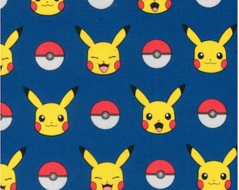 Pokemon fabric, Cool Pokemon Gift, Pikachu fabric, Pokemon gift, Pokeball, Pokemon Go fabric, Pickachu in Royal, Choose your cut