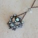Large Rhinestone Necklace Blue Pendant Vintage Jewelry Long Blue Necklace