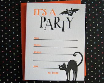 Letterpress Halloween Party Invitations (set of 8)