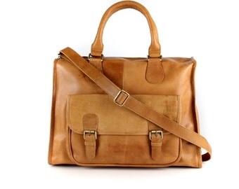 Leather Weekender /Holdall /Travel Bag, Laptop Bag, Tan