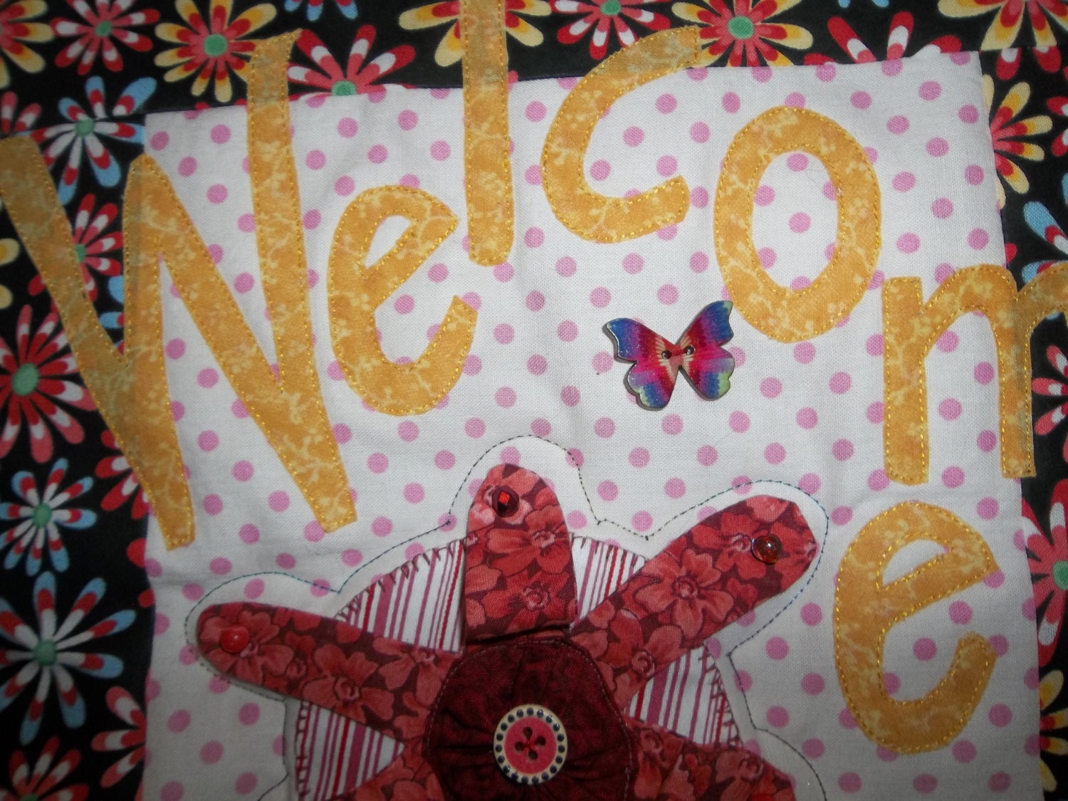 3D Wallhanging Door Banner Quilt Handmade Beads and