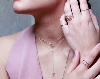 Falling Arrowhead Choker | Silver Choker Necklace