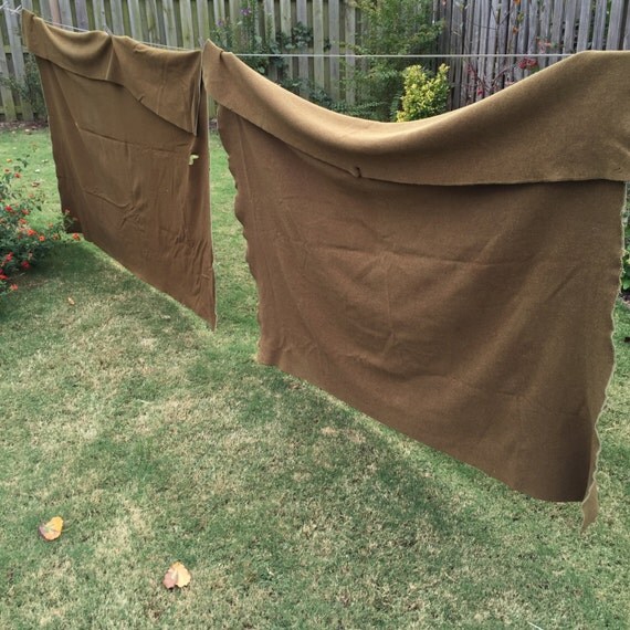 Vintage Wool Army Blanket Choice of Two Single 1940s Drab