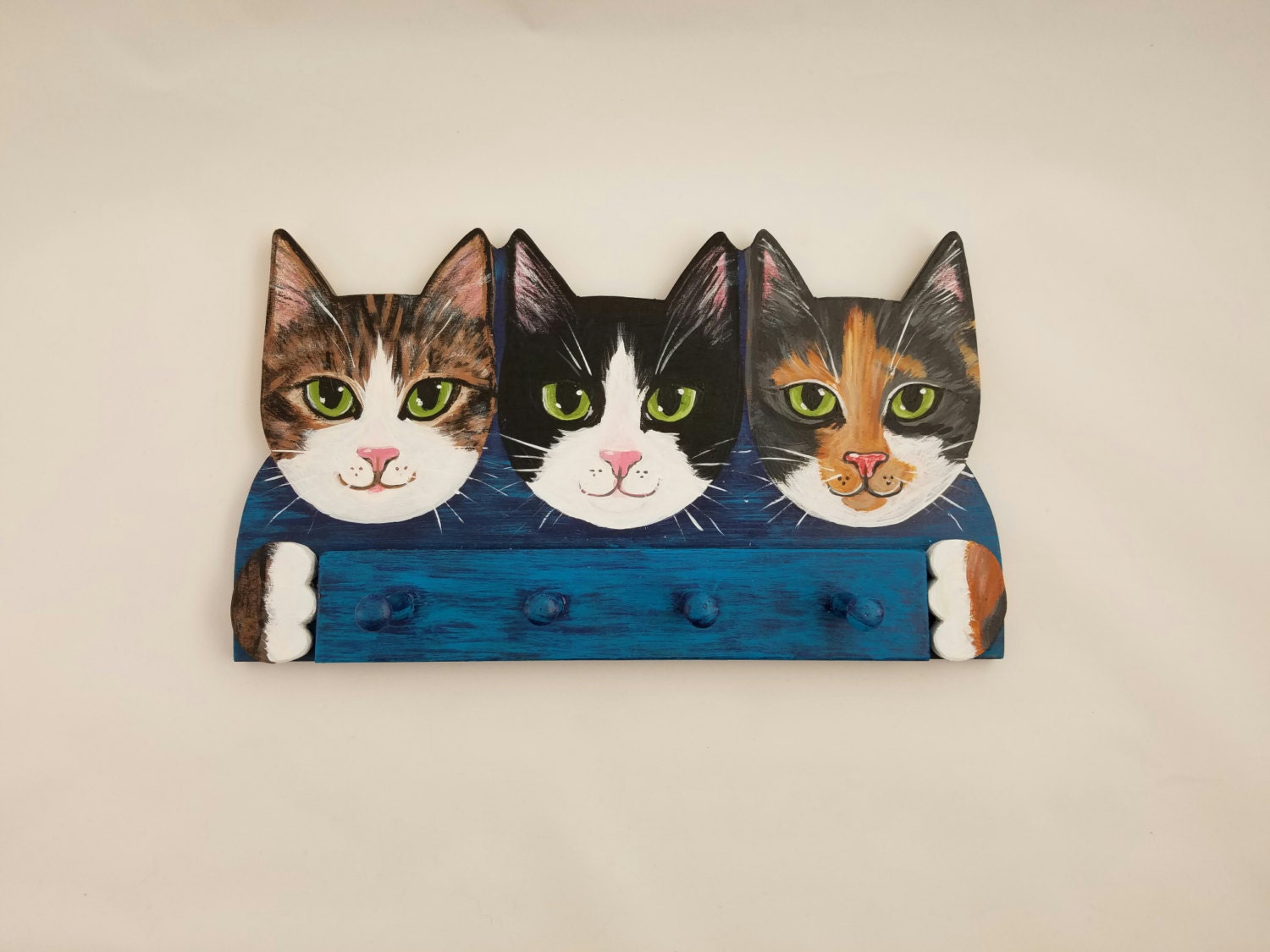 CAT KEY HOLDER Cat Key Holder Rack Tabby Tuxedo