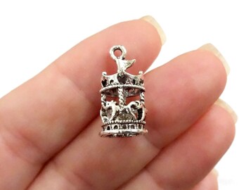 4, Carousel, Merry-Go-Round, Horse, 3D Charms 20x10x10mm