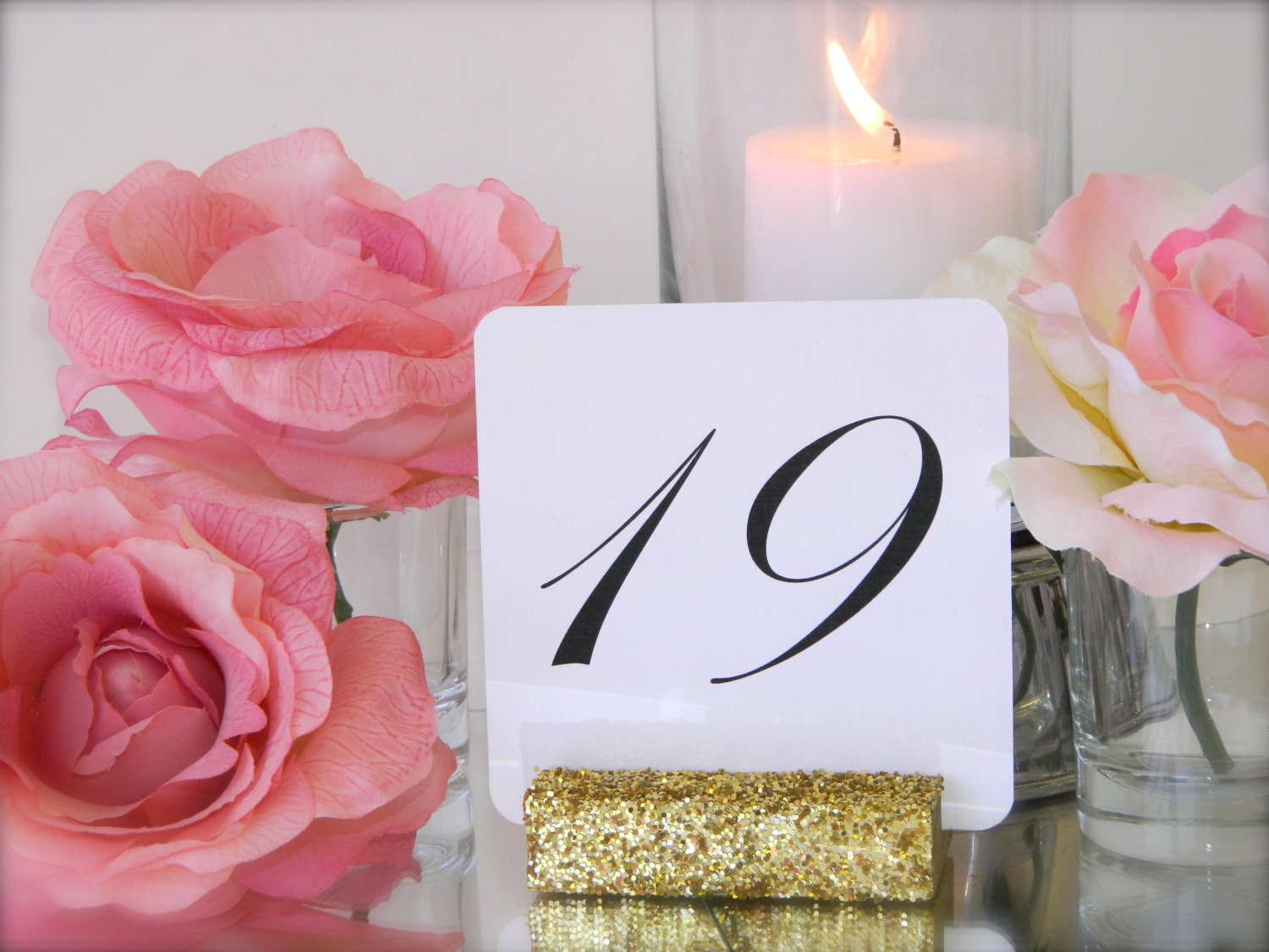 Reserved Set of 13 Gold Glitter Holders with 13 Cards 4 x 4