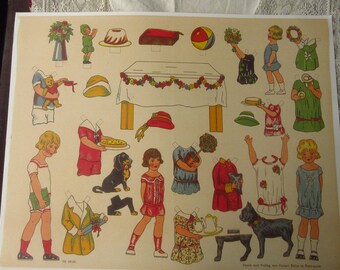Germany Reprint Circa 1925 Paper Dolls Children Jumbo Sheet