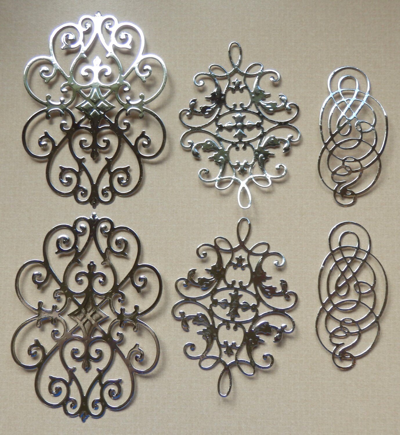 6 Foil Flourish Embossed Die Cuts Made With Anna Griffin Dies