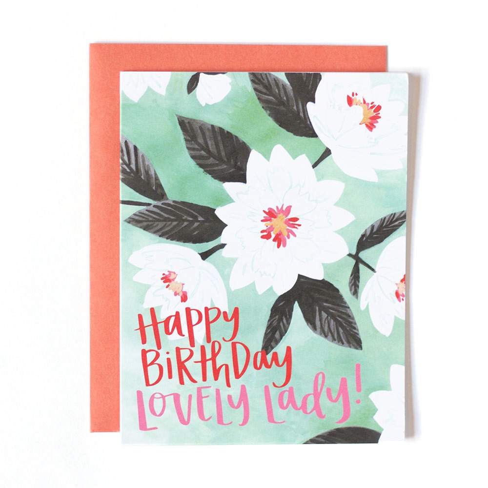 Happy Birthday Lovely Lady Illustrated Card // 1canoe2