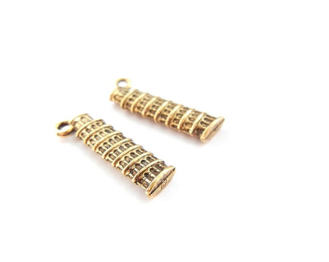 Gold-tone Pewter Leaning Tower of Pisa Charms Charms