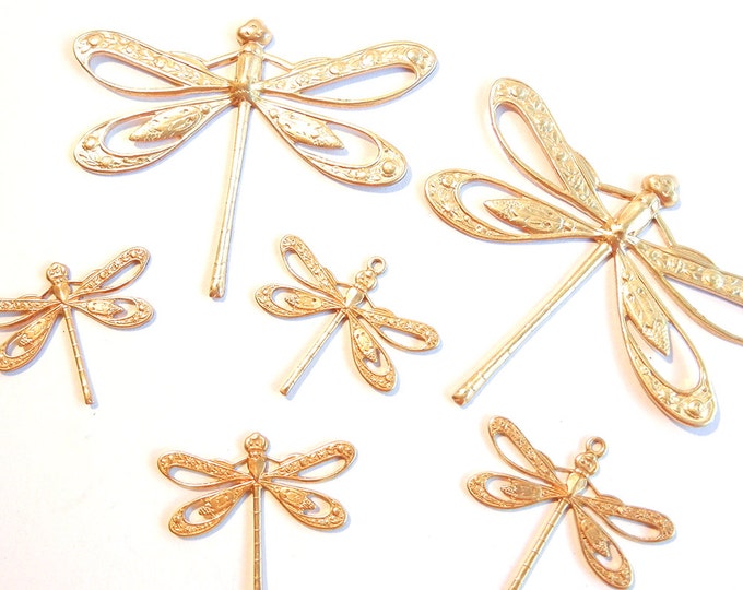 Set of Brass Dragonfly Charms