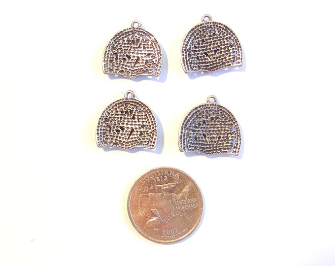 2 Pairs of Small Peacock Charms Antique Silver-tone