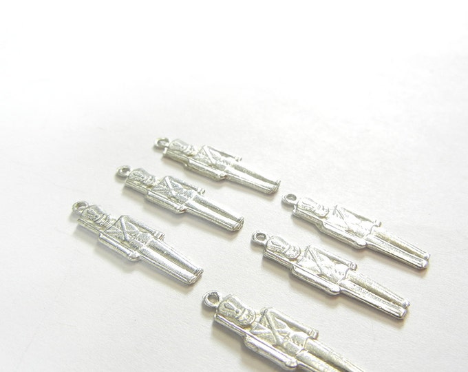 Christmas Set of Six Small Pewter Toy Soldier Charms