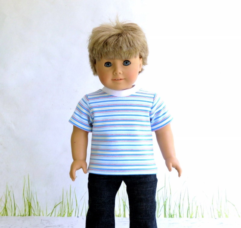 18 inch Boy Doll Striped Tee American Boy Doll Summer T