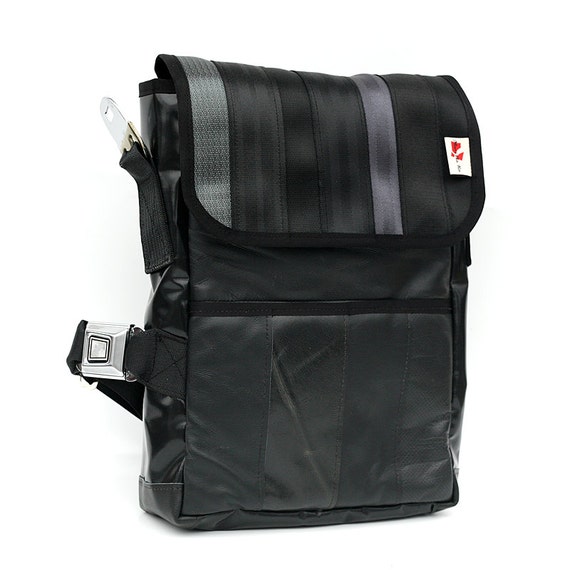 Messenger bag from RECYCLED car seatbelt reclaimed car seat