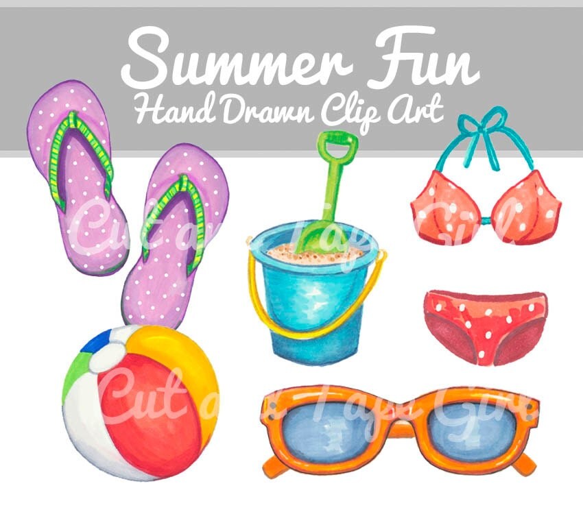 Summer Clip Art Flip Flops Beach Clipart Sunglasses