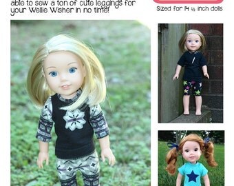 Leggings for Wellie Wishers Dolls Knit PDF Sewing Pattern Sized 14.5 inch dolls