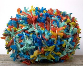 adriafil yarns cocktail trends . beach ball . 84yd . flag bowtie butterfly tassel fringe italian fancy novelty yarn . blue yellow orange