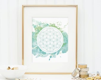 Sacred Geometry - Flower of Life - Watercolor