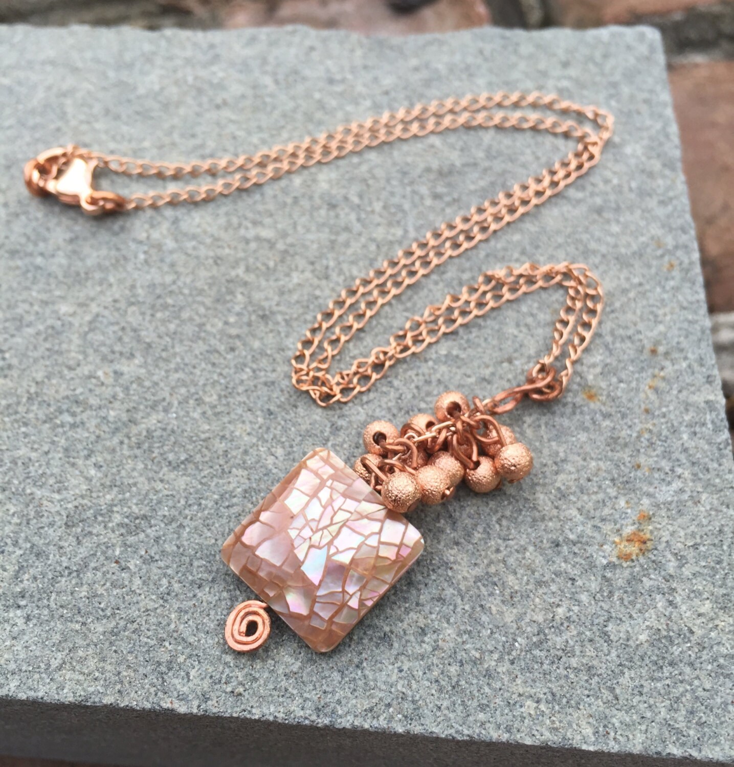 Jewelry Pendant Necklace Rose Gold Necklace Mosaic