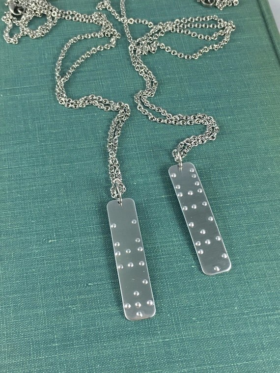 REAL BRAILLE Braille Necklace Braille by LoraDouglasJewelry