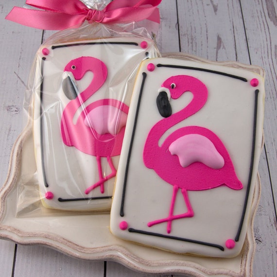 Flamingo Cookies 12 Decorated Cookies by Truly Scrumptious Cookies