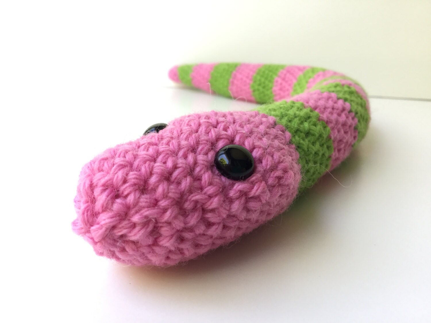 Gift For Girls Plush Snake Toy Pink & Lime Green Gift Under 25