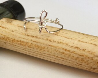 Adjustable initial Ring wire ring, Wire Wrapped Ring, handmade wire rings