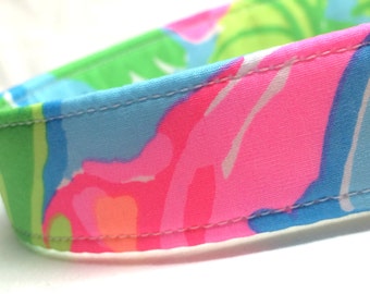 Lilly Pulitzer Fabric Dog Collar Girl So A Peeling Pink Blue Green Boy