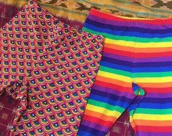 Rainbow Leggings! capri length prewashed cotton/lycra FREE SHIPPING!