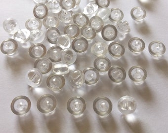 100 Pcs Transparent clear white Round mushroom Shank Buttons or doll eyes Size 9 Mm