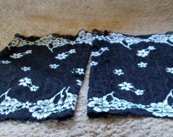 BLACK and SILVERY Stretch Lace BOOt CUFFS for Women or Teens Lace Cuffs