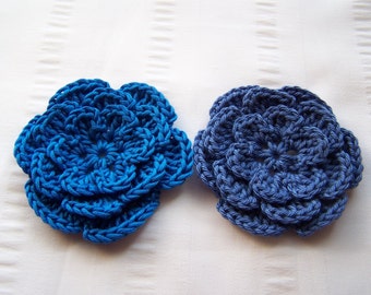Flower crochet motif 2.5 inch cotton blue