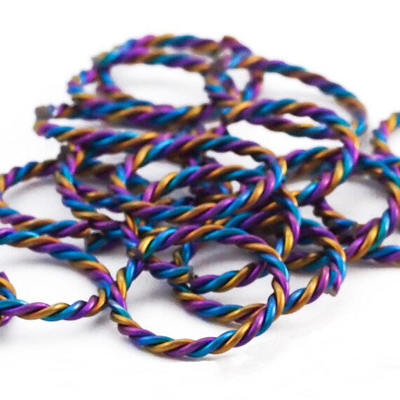 Download 2 Twisted 3 Color Anodized Niobium Jump Rings 12 gauge