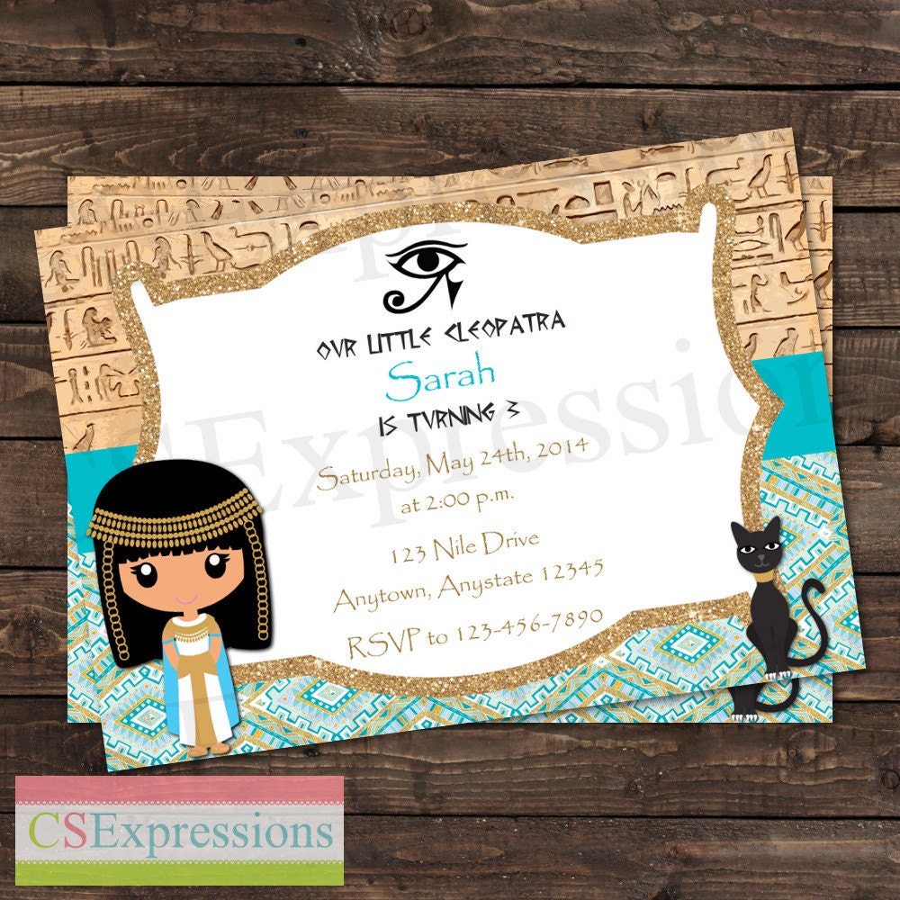 Cleopatra Egyptian Birthday Party Invitation