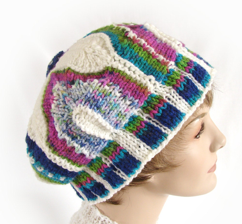 Colorful Knit Hat Woman's Knit Hat Knit Module Hat by jolay