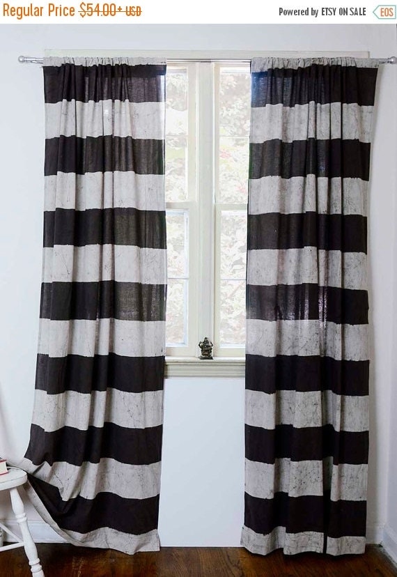 40 OFF window curtains Horizontal Stripes Hand Print by Ichcha