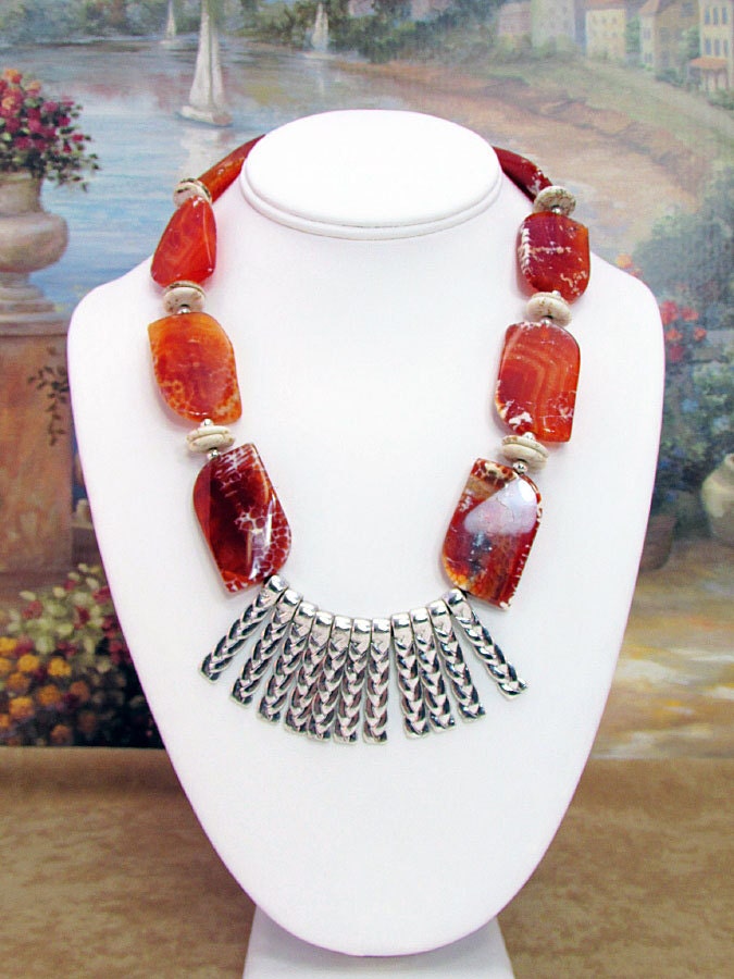 Fire Agate Necklace with Pendant AG11