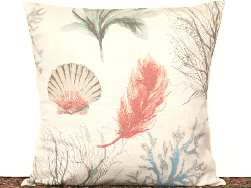 Seashell Sea Coral Pillow Cover Cushion Coastal Beige Tan
