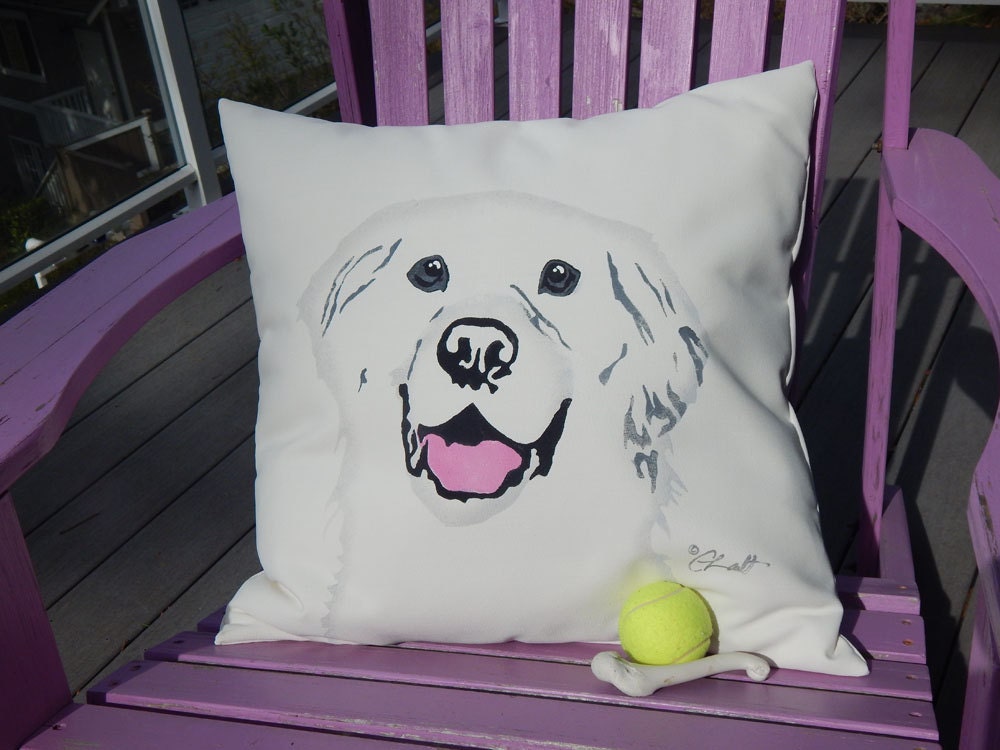 pottery barn golden retriever pillow