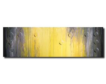 Large Abstract Braille Painting - Original Art JMJArtStudio- FAITH- Grey and Yellow painitngs-