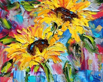 Sunflower Joy print made from image of Original painting by Karen Tarlton fine art impressionism